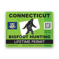 Connecticut Bigfoot vadászati engedély matrica matrica-öntapadó vinil-időjárásálló-Made in USA-sasquatch élettartam