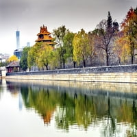 Nyíl Őrtorony, Gugong, Tiltott Város árok és csatorna, Peking, Kína. Poszter nyomtatás William Perry