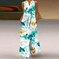 B91xZ tavaszi ruhák nőknek Női nyári Maxi ruha Női alkalmi laza Maxi szoknya ujjatlan virágos elegáns nyomtatás strand
