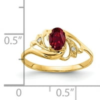 Primal arany karátos sárga arany 6x ovális létrehozott Rubin és gyémánt gyűrű