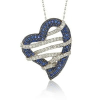 Kollekció ezüst ezüst kék -fehér zafír és gyémánt akcentus csomagolású szív medál