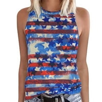 Dianli július 4. ingek Kerek nyakú tunika amerikai zászló csillag csíkos nyomtatás ujjatlan nyári pólók divat alkalmi