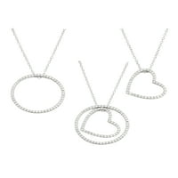 Fehér cz sterling ezüst kör és szívfüggő 2 darab cserélhető medál, 18
