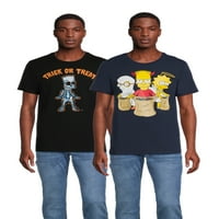 A Simpsons Halloween férfi és nagy férfi grafikus póló, 2-Pack, S-3XL méretű