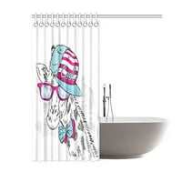 Vicces Zsiráf sapka és szemüveg Home Decor Poliészter szövet zuhanyfüggöny fürdőszoba készletek