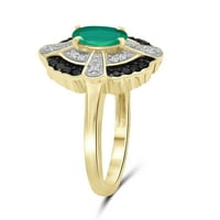 JewelersClub smaragd gyűrűs születési kövek ékszerek - 0. karátos smaragd 14k aranyozott ezüst gyűrű ékszerek fekete