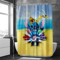 Lilo öltés rajzfilm zuhanyfüggöny, esztétika szövet szövet fürdőszoba dekoráció készlet horgokkal M-150*