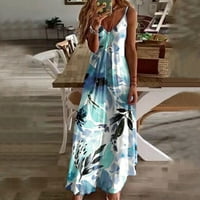 Női Boho Virágos Maxi ruha nyári ujjatlan Boho Sundress alkalmi V nyakú Hosszú ruhák Tengerparti ruha nyaraláshoz