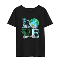 - Női ingek Föld napja Szerelem Leopárd zöld kockás világ Ajándékok virágos póló alkalmi rövid ujjú Kerek nyakú póló